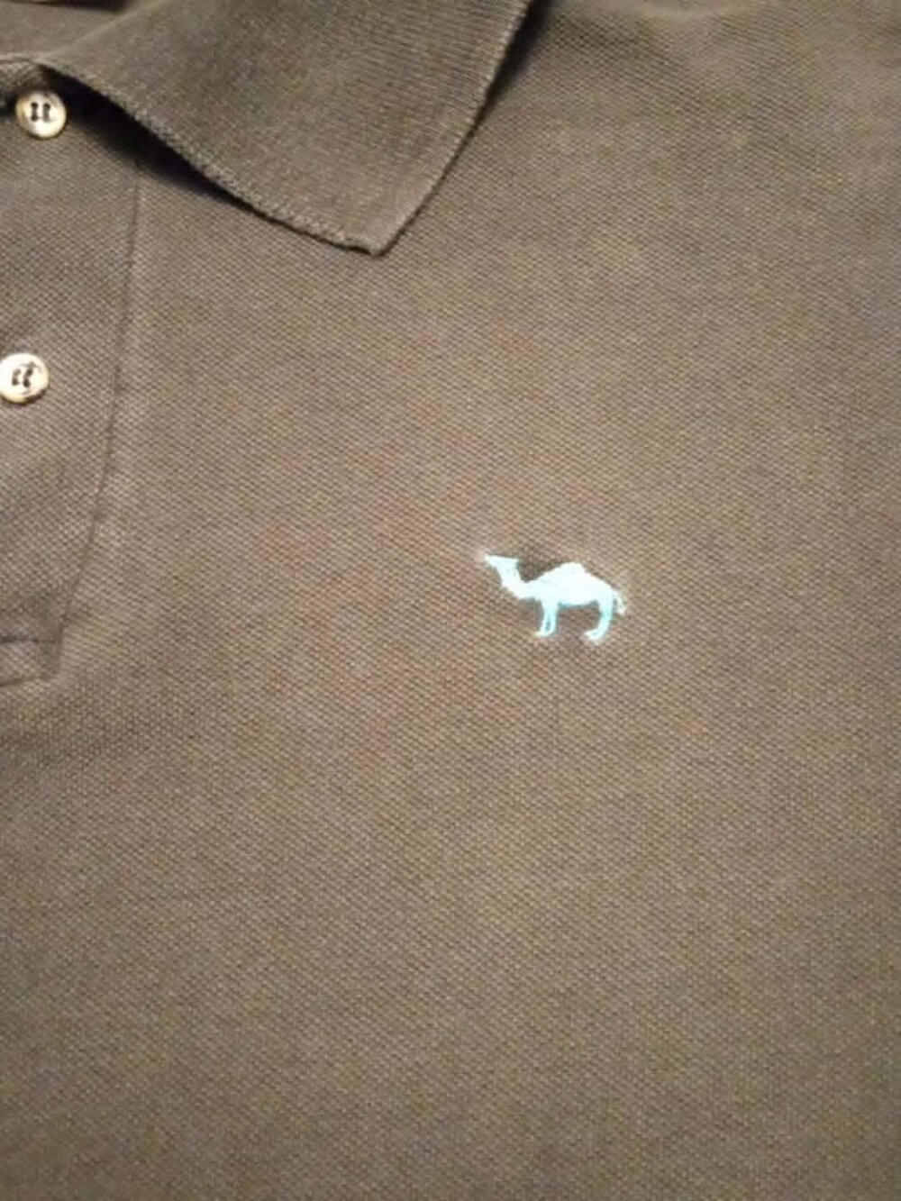 Vintage Distressed 1990s Mens Black Camel Polo with Teal/Blue Logo ... Size L